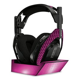 MightySkins Carbon Fiber Skin Compatible with Astro A50 Wireless Headphones + Base Station (Gen 4) - Pink Diamond Plate | Protective, Durable Textured Carbon Fiber Finish | Easy to Apply