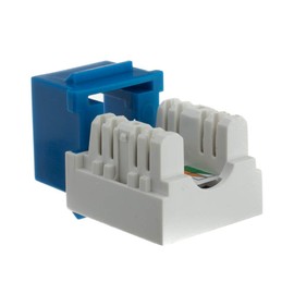 Cat6 Keystone Jack, RJ45 Female (UTP) to 110 Punch Down Connector, Blue Keystone Insert Jack, Cablewholesale