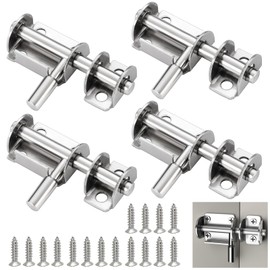 Pack of 4 Door Bolt Stainless Steel Bolt Lock Small Door Bolt Sliding Bolt with Screws Bolt Bolt Sliding Bolt Stainless Steel for Garden Gate, Bathroom, Shed, Toilet