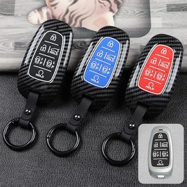 ontto Plastic Car Key fob Cover fit for Hyundai Tucson Sonata DN8 NX4 Ioniq 5 Nexo New Santa Fe Grandeur Azera 2019 2020 2021 2022 Keyring Accessories Remote Key Holder Keychain 6 Buttons Red