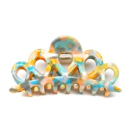 QinGoo Large Hair Clip Hair Clip, Hair Clip, Tightly Curled, Hair Accessory, Cute, Adult, Korean, Women's, 1 Piece (3.6 x 1.7 inches (9.3 x 4.3 cm), Blue Yellow)