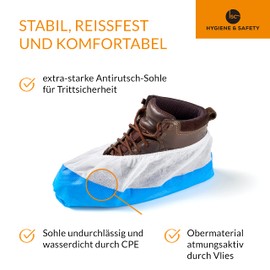 ISC H&S Overshoes Shoe Covers Anti-Slip Sole Reinforced / Extra Strong >9 g Waterproof, One Size, Disposable