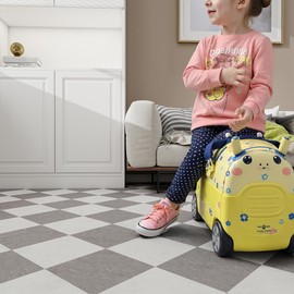 auxua Peel and Stick Floor Tile, Grey Checked Pattern Continuous Vinyl Roll Flooring – 15.7'' x 19.68 ft Roll Covers 25.83 sq. ft, Effortless Alignment, Seamless Look Design for Bathroom, Kitchen