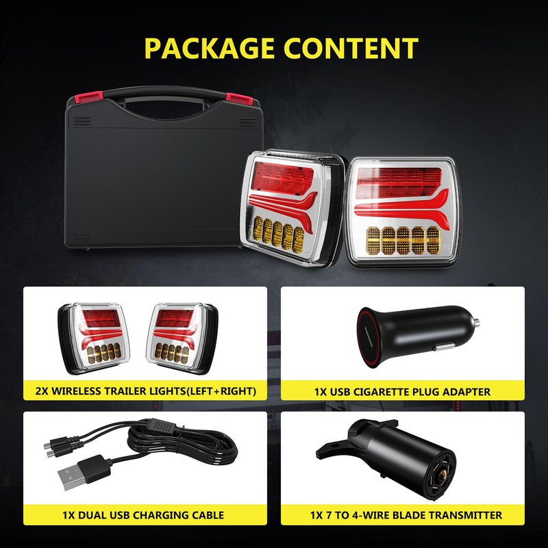Ciascy 2PCS Rechargeable Magnetic Wireless LED Trailer Rear Lights Kit,