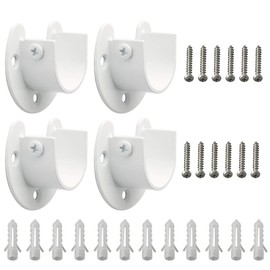 SAYAYO Clothes Rail Holder Stainless Steel Adjustable for Clothes Rails with 28 mm Diameter Round Tube Holder White for Wardrobe, Balcony, Bathroom, EFL8001UW-4P-FR