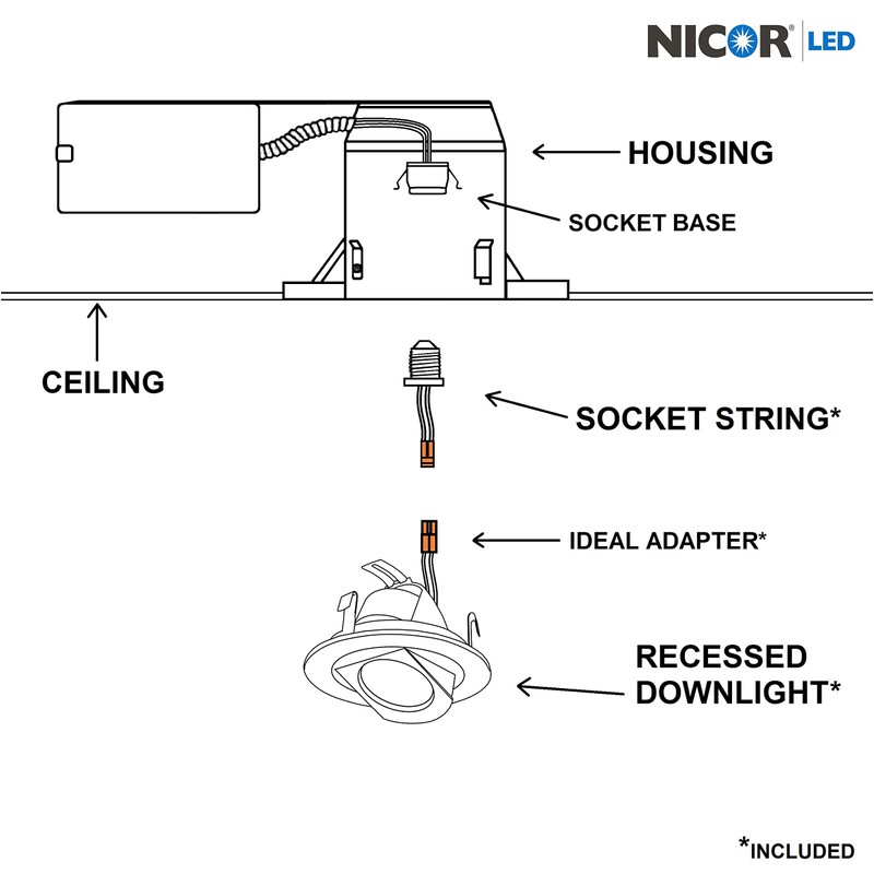 NICOR Lighting DLR4-R-10-120-2K-WH 4 in. White LED Recessed Retrofit Adjustable