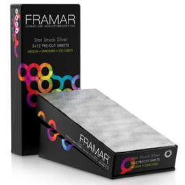 Framar 5x12 Star Struck Silver Embossed Pre Cut Aluminum Foil Sheets, Hair Foils For Highlighting - 500 Foil Sheets