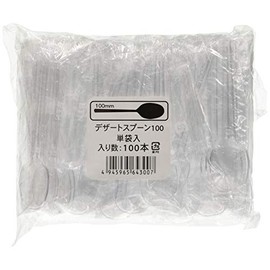 Chuo Kagaku Disposable Spoons, Dessert, Plastic Bag, Individual Packaging, Lunch Box, Takeout, Transparent, Pack of 100, 3.9 inches (10 cm)