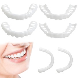 2 Pairs Snap on Veneers Dentures Fake Teeth, Instant Cosmetic Veneers - Top & Bottom Snap On Dentures, False Teeth Clip in Veneers Kit Comfortable Dentures for Men & Women with Bad Teeth