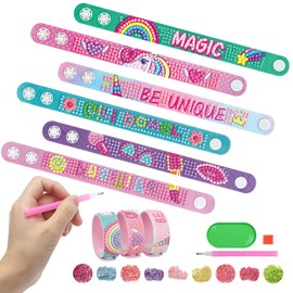 TNSLAND 6 Pieces Toy Diamond Painting Craft Set Gift Girls 6 8 10 11 Years DIY Unicorn Craft Bracelets Craft Sets Children Gifts Girls 5 7 9 12 Years Bracelets Make Yourself Unicorn