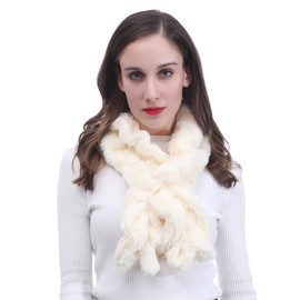 Lina & Lily Twist Stretchy Faux Fur Women's Winter Scarf Neck Warmer (Cream)(Size: One Size)