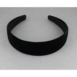Black velvet headband soft velour hair band accessory 1.25 inch wide plain classic