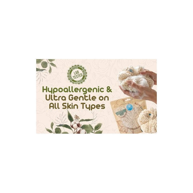 Esponja Baño Orgánica Algodón Orgánico Corporal Natural Ultrasuave Ducha Exfoliante