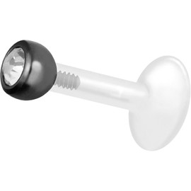 PIERCINGLINE PTFE Labret mit Innengewinde | TITAN AUFSATZ KRISTALL | Piercing Lippe Nase Ohr Helix | Farb & Größenauswahl