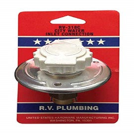 UNITED STATES HDW RV318C Rv Metal Flange City Water Fill Flush Mount with Back Flow Preventer