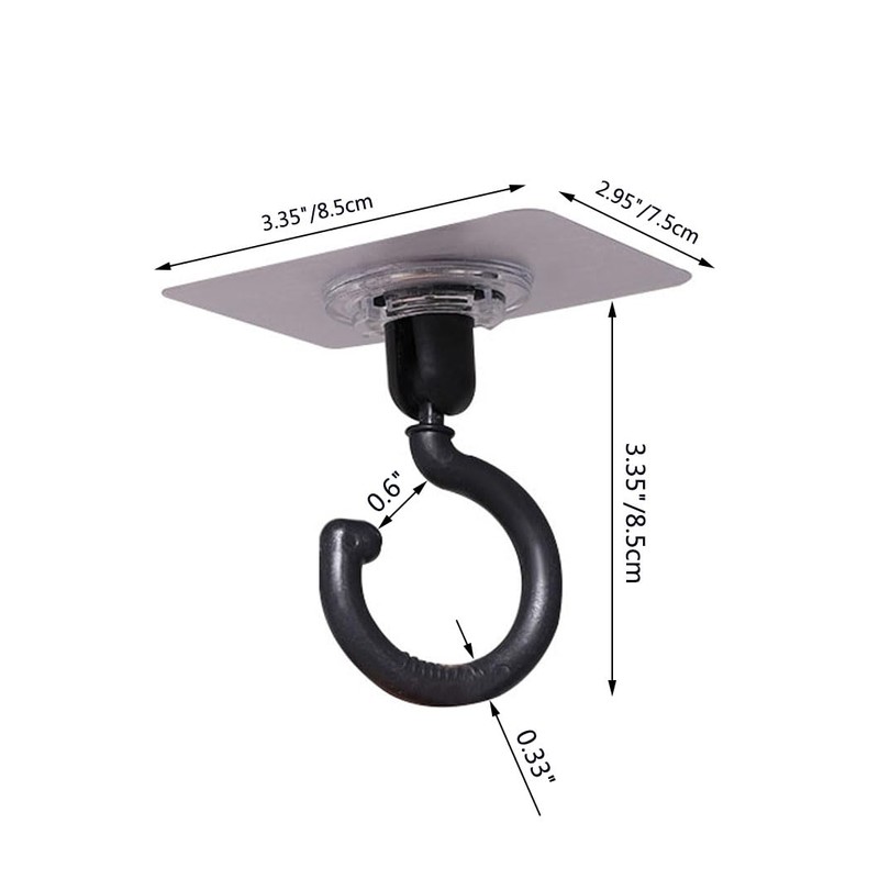X-SHIYUN 4 Pack 360°Rotating Ceiling Adhesive Hook，Wall Adhesive Hooks，Waterproof Bathroom