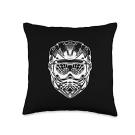 Downhiller Helmet Head Downhill Mountain Bike Sports Throw Pillow