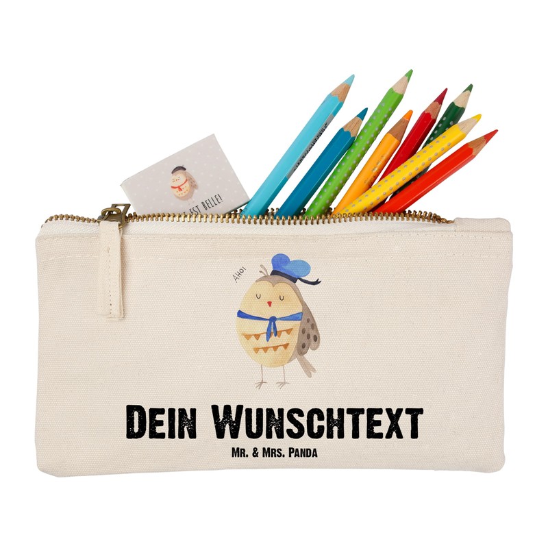 Mr. & Mrs. Panda Personalisierte Schminktasche Eule Matrose Größe S