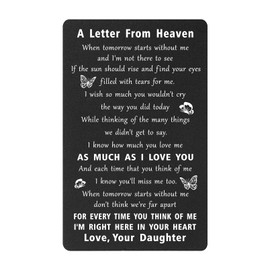 ENGZHI Sympathy Card Loss of Daughter - A Letter from Daughter In Heaven - Memorial Remembrance Bereavement Gifts, Wallet Card