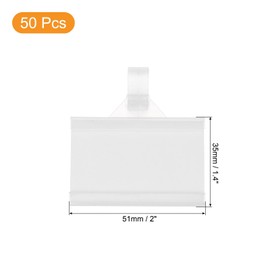 MECCANIXITY Plastic Wire Shelf Label Holders, 2x1.4 Clear Price Tag Holder Reusable Shelf Sign Tags with Paper, Double Snap Lock Closure for Storage Market Pack of 50