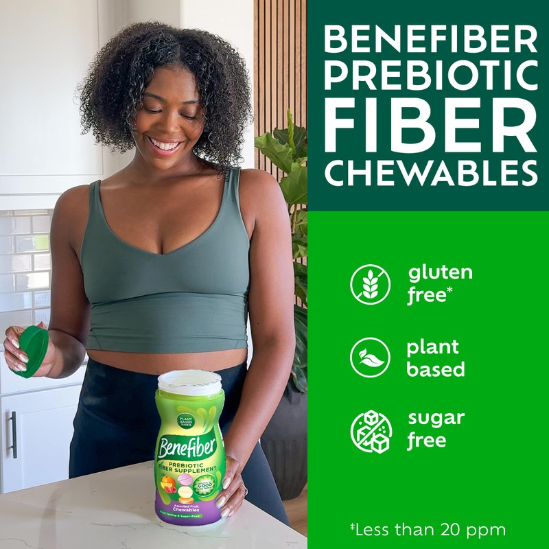 Benefiber Chewable Prebiotic Fiber Supplement Tablets for Digestive Health, Assorted
