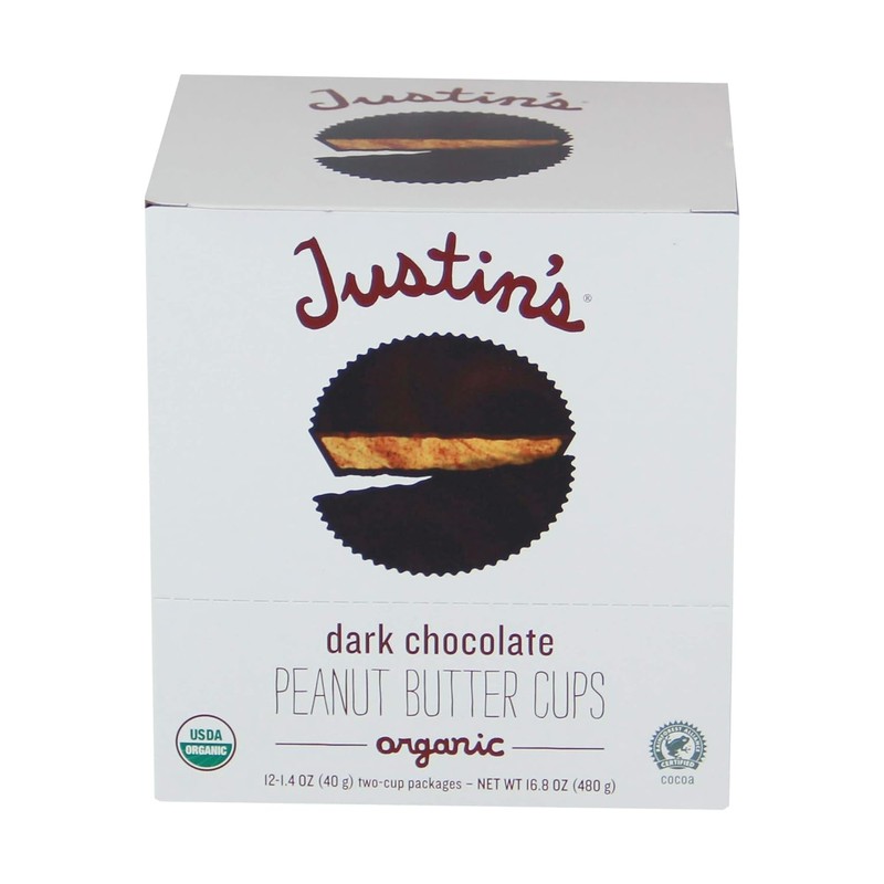 Justins, Peanut Butter Cups Dark Chocolate Box Organic, 1.4 Ounce,