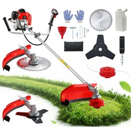 MAXTRA Gas Powered Weed Wacker Eater String Trimmer Brush Cutter, Cordless 42.7cc 2 Cycle 3-in-1 Combo, 3-Teeth Blade Edger, 18-Inch Cutting Line