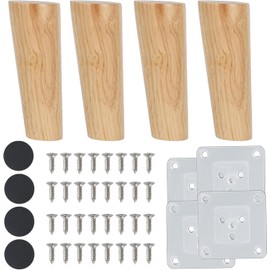 Qodiacl Pack of 4 Furniture Feet, Wood, 15 cm, Slanted Wooden Feet, Made of Solid Oak Wood, Table Legs, Cabinet Feet, Furniture Legs, Wooden Legs, Replacement Legs for Furniture, Cupboard, Legs, Couch