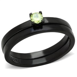 YourJewelleryBox Stainless Steel Ring Black Wedding and Engagement Ring Set Apple Green Size TK2015 L