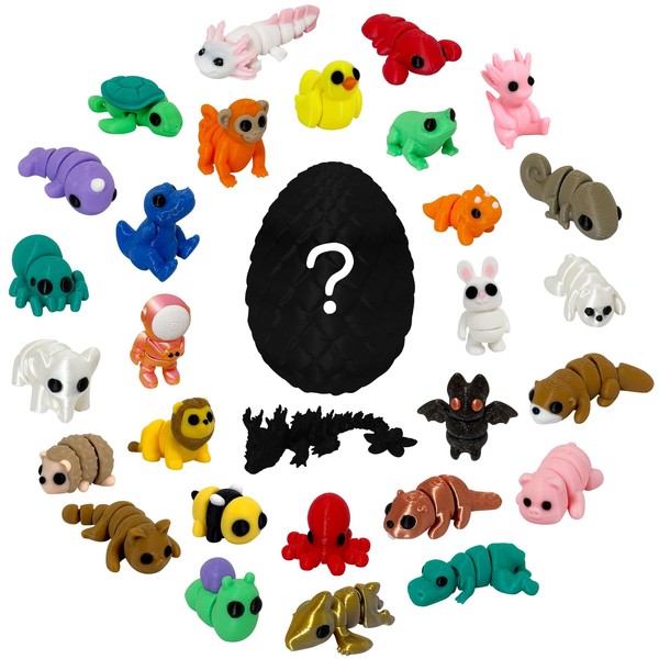 Waaaandefu 30pcs 3D Printed Animals Mini Figures with Mystery Cherry