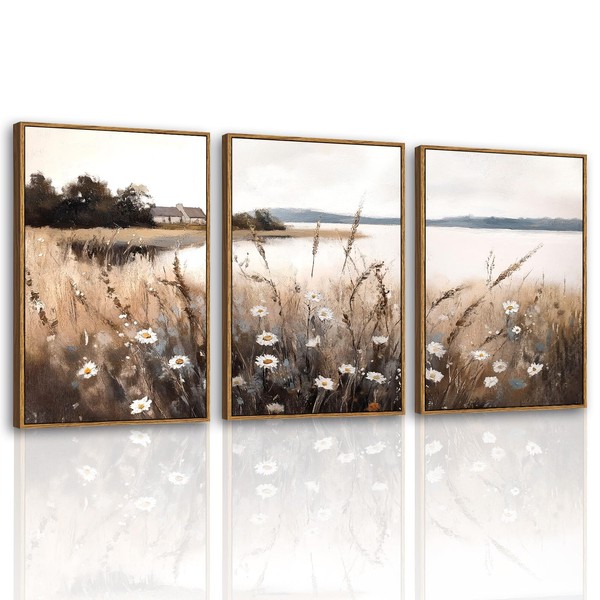 VIYYIEA Large Framed Canvas Wall Art, 3 Pcs,16x24inch, French Country