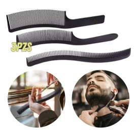 Universo en Linea Trio Peines Curvos Peluquería Barbería Corte Cabello 3 Pzs