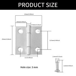 XNJIHWA 30Pcs Door Hinge Folding Butt Hinges Silver Stainless Steel Hinges for Closet,Drawer,Window,Boxes,Gate,25.5 x 23.5mm with 120 Pcs Screws