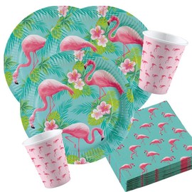 Unbekannt Flamingo Paradise Party Set 36 Pieces Plates Cups Napkins for 8 People