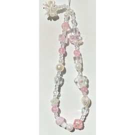 Correa de muñeca con cuentas para cámara digital, bonito cordón amuleto para cámara, pulsera con amuletos para teléfono, cadena de teléfono para cámara, lazo y flor, talla M