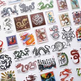 Classical Chinese Dragon Stickers - Loong Totem Graphics, China Symbol Traditions Stamp Decals