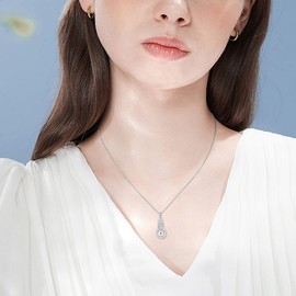 MUUYON Opal Necklace 925 Silver Women's Unlimited Necklace Mustard Seeds Opal Pendant White Opal Jewellery Mother's Day Gift for Women, Sterling Silver, Opal