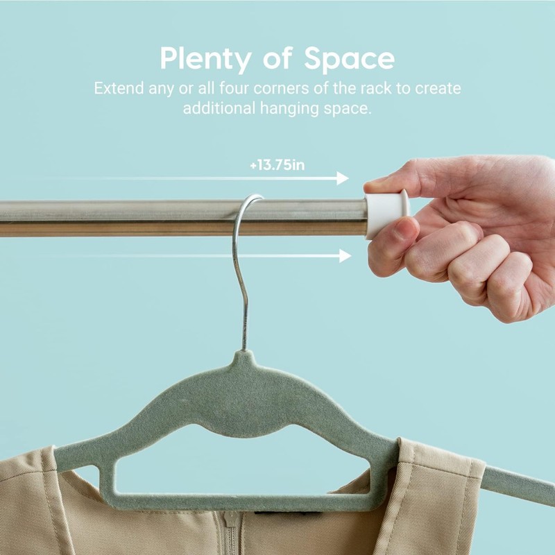 IRIS USA Clothes Drying Rack, Foldable & Extendable Rods for