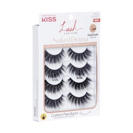 KISS Lash Couture Naked Drama, False Eyelashes, 'Multipack Taffeta', 14 mm, Includes 4 Pairs Of Lashes, Contact Lens Friendly, Easy to Apply, Reusable Strip Lashes