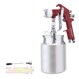 ENDOZER Professional Siphon Feed Spray Gun for Paint, Red Handle, 34 oz -1.8mm Nozzle for a Variety of Low Viscosity Paints（Red）
