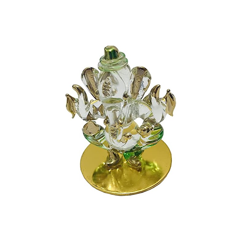 Green Ganesha for car Dashboard Sitting Ganesh Sculpture Murti Ganpati