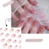 24pcs Short Oval False Nail French Gradient Pink Press On