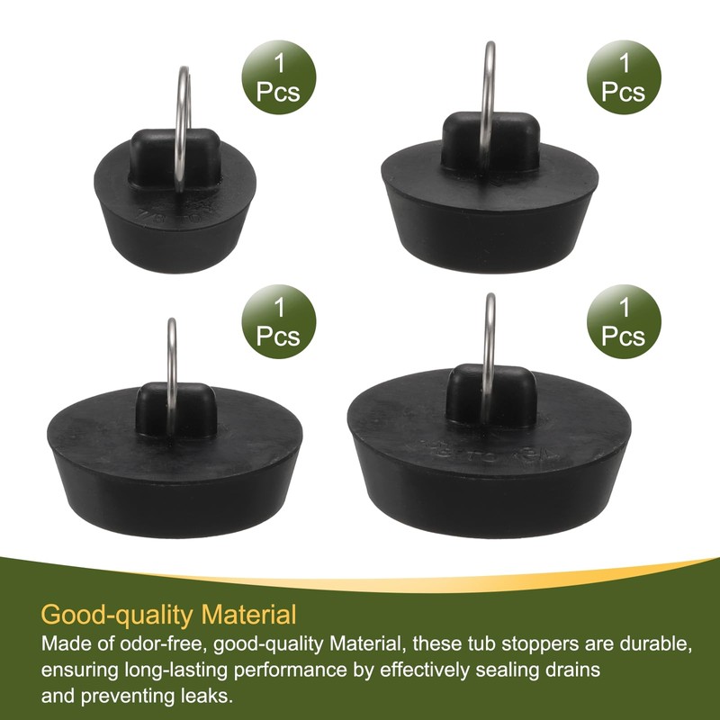 sourcing map 4Pcs Drain Stoppers, 4 Sizes Rubber Bathtub Stopper