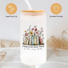 Mahrokh Book Lovers Gifts – 16oz Aesthetic Tumbler for Women, Librarians, Readers, Book Club Friends, Teachers - Reading Themed Glass Cup