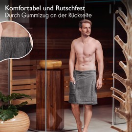 Liebenstein® Men's Premium Sauna Kilt with Buttons - Made of Finest Cotton - Ideal Fit for a Non-Slip Sauna Experience - Sauna Towel Men's Fluffy & Soft