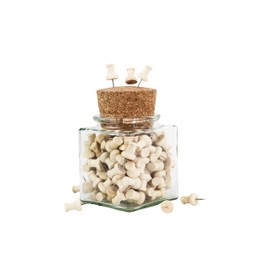 Real Wood Pin Needles in Elegant Cork Glass, Environmentally Friendly Storage, Push Pins, Pin Needle, Push Pins, Cork