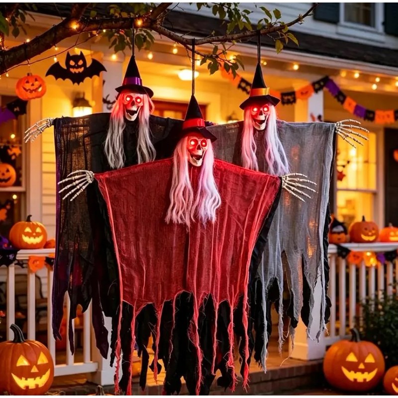 Wayfun - 3pz Decoración De Halloween De Calaveras De Brujas