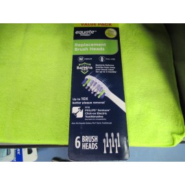 Equate SmileSonic Premium Antiplaque Replacement Toothbrush Heads MED - 6 PACK