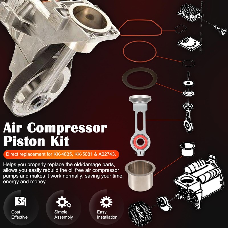 KK-4835 Compressor Piston Kit Connecting Rod Replacement Kit Perfectly Fits