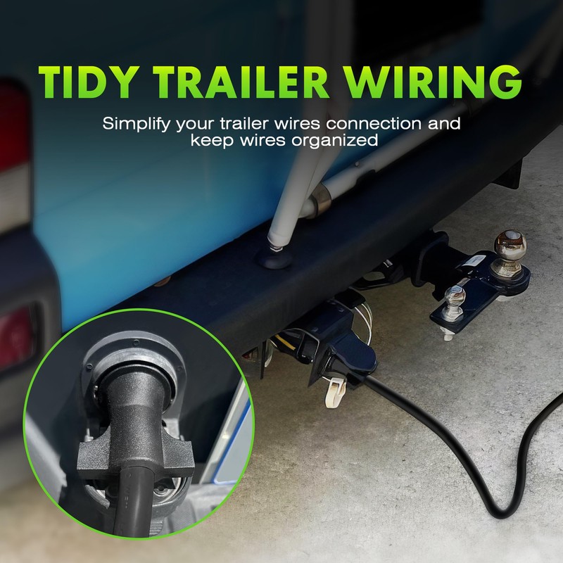 WOLFWILL 7 Pin Trailer Wire Plug, 8ft 7 Way Trailer